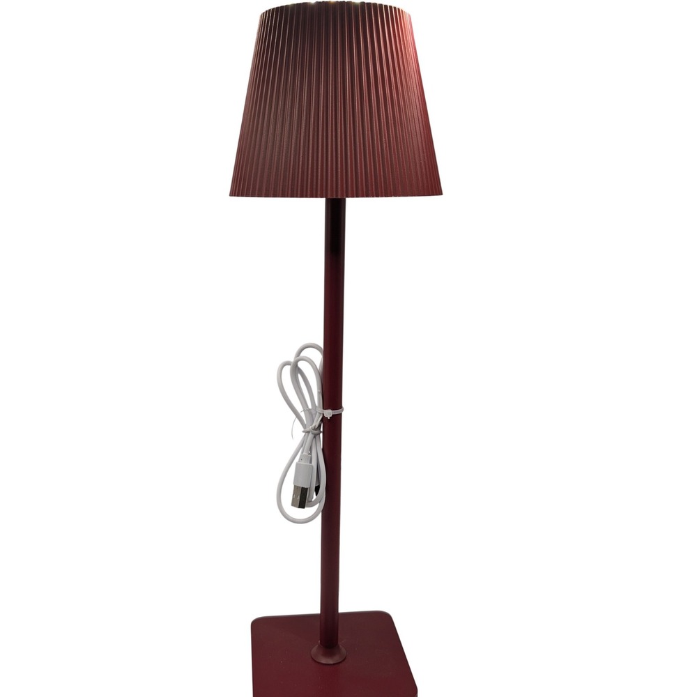 Mina Home LED Rechargeable Lamp Cordless Touch Dimming Burgundy Red USB-C 14.8in